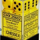 Chessex Manufacturing 25602 Opaque Yellow With Black - 16 mm Six Sided Dice Set