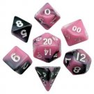 Metallic Dice Games LIC473 10 mm Mini Dice, Set of 7 - Pink & Black with Whi