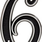 Hillman Group 845898 6 in. Gray & Black Reflective Plastic House Number - 6