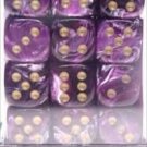 Chessex Manufacturing 27837 12 mm Vortex Purple With Gold Numbers D6 Dice Set Of