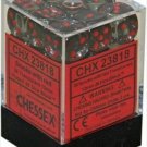 Chessex Manufacturing 23818 12 mm Set Of Smoke With Red Translucent D6 Dice Set