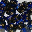 Chessex Manufacturing 26435 Cube Gemini Set Of 7 Dice - Black & Blue With Gold N