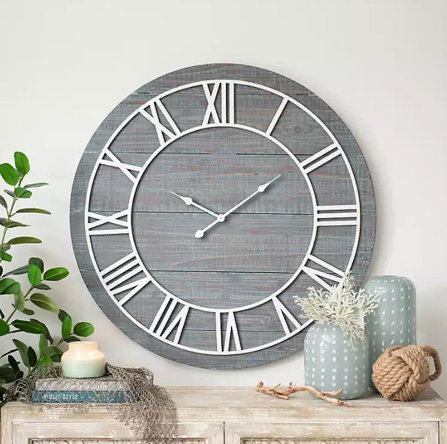 Ava Vintage Blue Wood Wall Clock New 2021