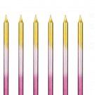 Rainbow Metallic Birthday Candles Pink Gold 11cm - 6 pcs.