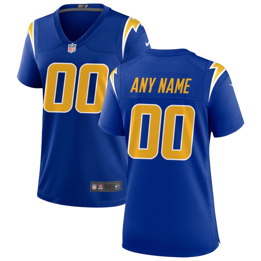 Women's Los Angeles Chargers #00 Personalize Custom Name Number Jersey Team Game Player Royal