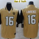 men's & youth Jacksonville Jaguars #16 Trevor Lawrence Jersey Gold Color Rush Limited Football