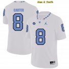 men's & youth North Carolina Tar Heels #8 Michael Carter Jersey White College Football