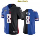 men's & youth Atlanta Falcons #8 Kyle Pitts Jersey Split Two Tone Royal Black Limited Football