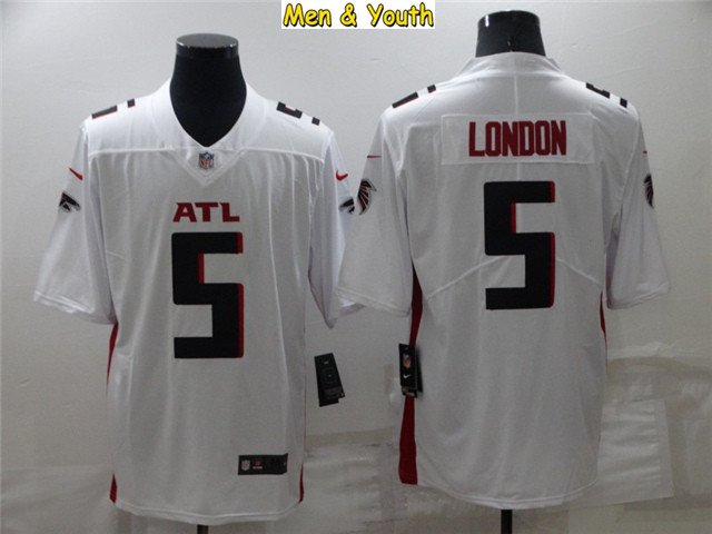 men's & youth Atlanta Falcons #5 Drake London Jersey Team Game Player White  Limited Football