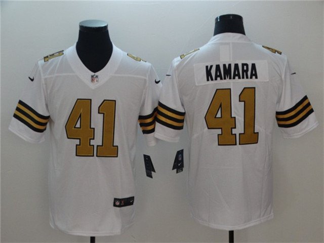 Men's New Orleans Saints #41 Alvin Kamara Jersey Team Game Player White Color Rush Limited Football