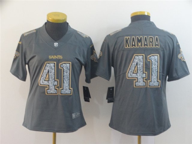 Women's New Orleans Saints #41 Alvin Kamara Jersey Gray Camo Limited Football