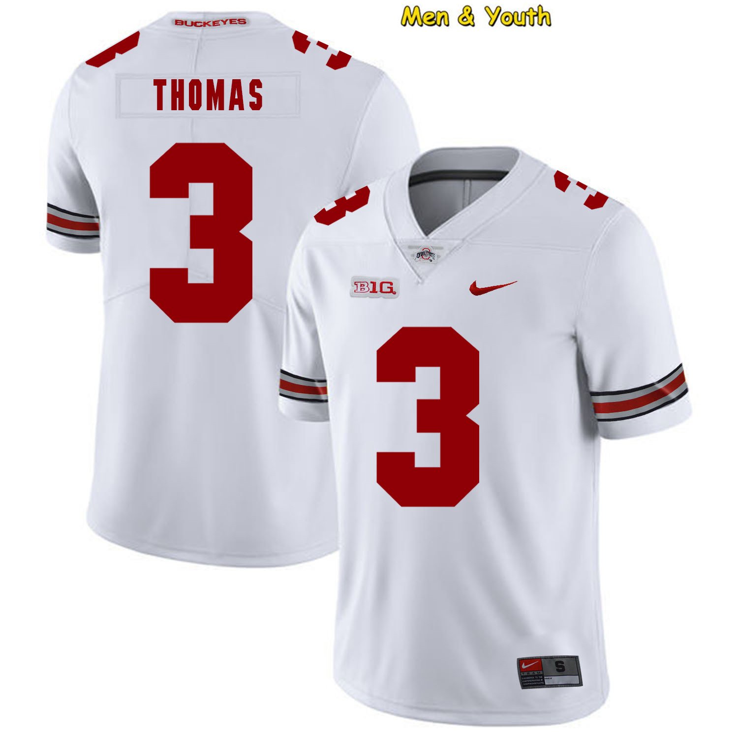 men's & youth Ohio State Buckeyes #3 Michael Thomas Jersey White College Game Football
