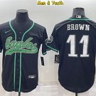 men's & youth Philadelphia Eagles #11 A.J. Brown Jersey Black Cool Base Baseball