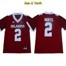 men's & youth Oklahoma Sooners #2 Jalen Hurts Jersey Red 47 Game Winning Streak College Football