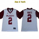 men's & youth Oklahoma Sooners #2 Jalen Hurts Jersey White 47 Game Winning Streak College Football