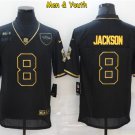 men's & youth Baltimore Ravens #8 Lamar Jackson Jersey 2020 Black Gold Salute To Service Football
