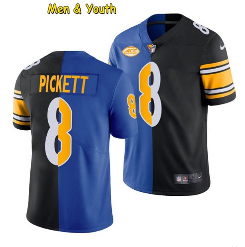 Gridiron Grip Kenny Pickett Football Cotton T-Shirt Jersey #8 Pittsburgh Pitt U