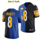 men's & youth Pittsburgh Steelers #8 Kenny Pickett Jersey White/Black Split  Limited Football