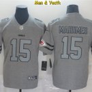 men's & youth Kansas City Chiefs #15 Patrick Mahomes Jersey 2019 Gray Gridiron Gray Limited Football