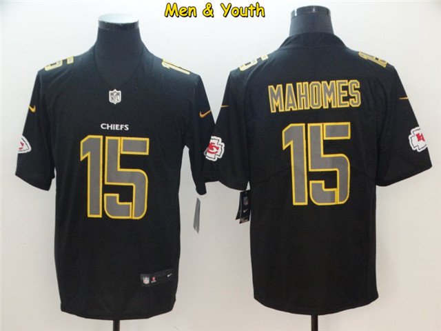 Limited Youth Patrick Mahomes Black Jersey - #15 Football Kansas