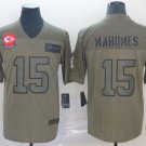 Men's Kansas City Chiefs #15 Patrick Mahomes Jersey 2019 Olive Salute To Service Limited Football