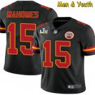 men's & youth Kansas City Chiefs #15 Patrick Mahomes Jersey Black Super Bowl LV Game Football