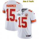 men's & youth Kansas City Chiefs #15 Patrick Mahomes Jersey White Super Bowl LIV Game Football