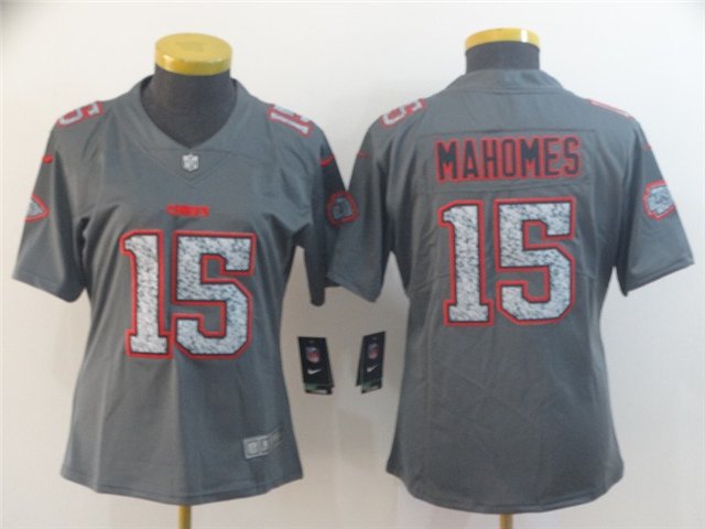 Women's Kansas City Chiefs #15 Patrick Mahomes Jersey Gray Camo Limited Football