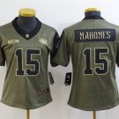 Women's Kansas City Chiefs #15 Patrick Mahomes Jersey 2021 Olive Salute To Service Limited Football