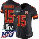 Women's Kansas City Chiefs #15 Patrick Mahomes Jersey 100th Season Black Super Bowl LIV Game