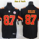 men's & youth Kansas City Chiefs #87 Travis Kelce Jersey Team Game Player Black Limited Football