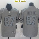 men's & youth Kansas City Chiefs #87 Travis Kelce Jersey 2019 Gray Gridiron Gray Limited Football