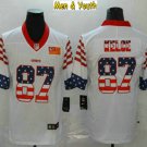 men's & youth Kansas City Chiefs #87 Travis Kelce Jersey White USA Flag Fashion Limited Football