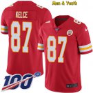 men's & youth Kansas City Chiefs #87 Travis Kelce Jersey 100th Season Red Limited Football