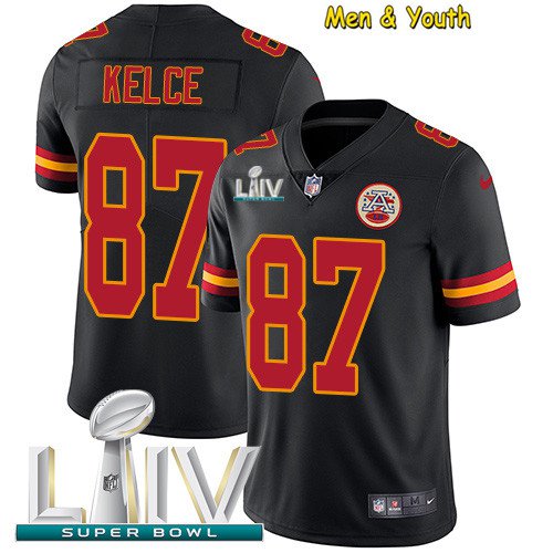 Limited Youth Travis Kelce Black/Gold Jersey - #87 Football Kansas