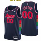 men's & youth Philadelphia 76ers #00 Personalized Customized Jersey 2022 City Edition Navy 75th