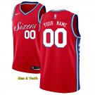 men's & youth Philadelphia 76ers #00 Personalized Customized Jersey Red Statement Edition Basketball