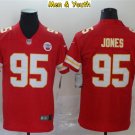 men's & youth Kansas City Chiefs #95 Chris Jones Jersey Team Game Player Red Limited Football