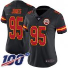 Women's Kansas City Chiefs #95 Chris Jones Jersey 100th Season Black Limited Football
