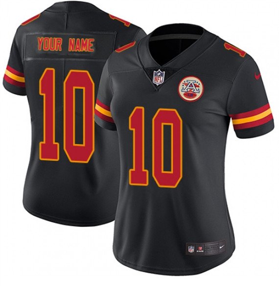 Women's Kansas City Chiefs #00 Personalized Customized Jersey Team Game Player Black Football