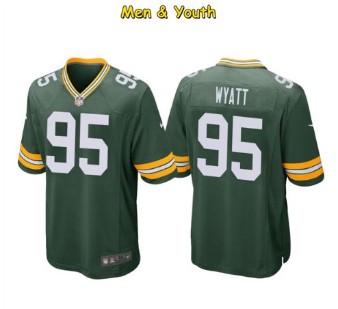 men's & youth Green Bay Packers #95 Devonte Wyatt Jersey Team Game Player Green Limited Football