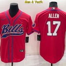 men's & youth Buffalo Bills #17 Josh Allen Jersey Red Cool Base Baseball