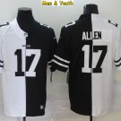 men's & youth Buffalo Bills #17 Josh Allen Jersey Black And White Split Limited Football