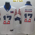 men's & youth Buffalo Bills #17 Josh Allen Jersey White USA Flag Fashion Limited Football