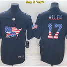 men's & youth Buffalo Bills #17 Josh Allen Jersey Black USA Territory Flag Limited Football