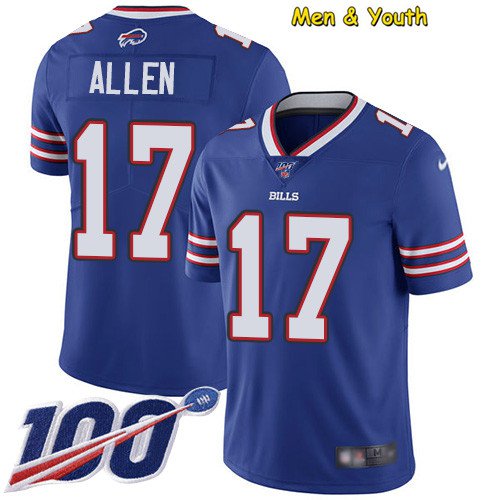 Allen 17 Buffalo Bills Jersey Custom Stitched on number and name Royal Blue