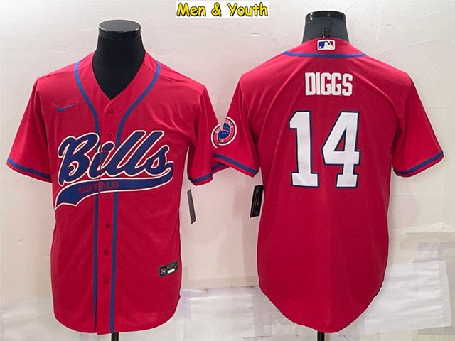 men's & youth Buffalo Bills #14 Stefon Diggs Jersey Red Cool Base Baseball