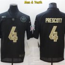 men's & youth Dallas Cowboys #4 Dak Prescott Jersey 2020 Black Camo Salute To Service Football