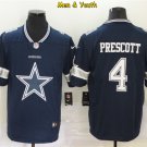 men's & youth Dallas Cowboys #4 Dak Prescott Jersey Navy Team Big Logo Limited Football