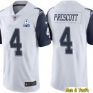 men's & youth Dallas Cowboys #4 Dak Prescott Jersey White Color Rush With Est 1960 Patch Football